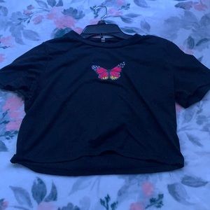 Large cropped butterfly shirt